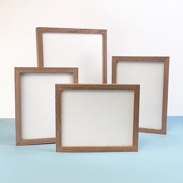 Oak Photo Frame in a range of Photo and Print Sizes. 11x14", A4, 8"x10", A5, 6"x8". Quality Oak Timber Picture Frame made by Custom Framer, includes Perspex and Foam backing 