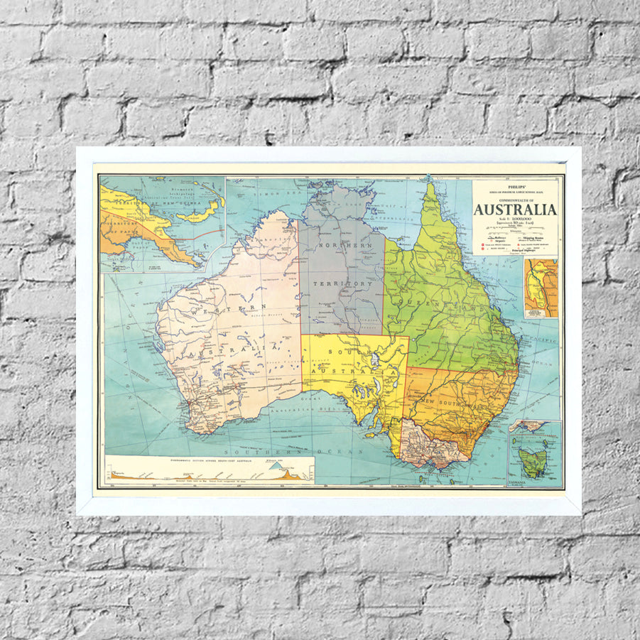 Australia Vintage Map - Framed Pinboard