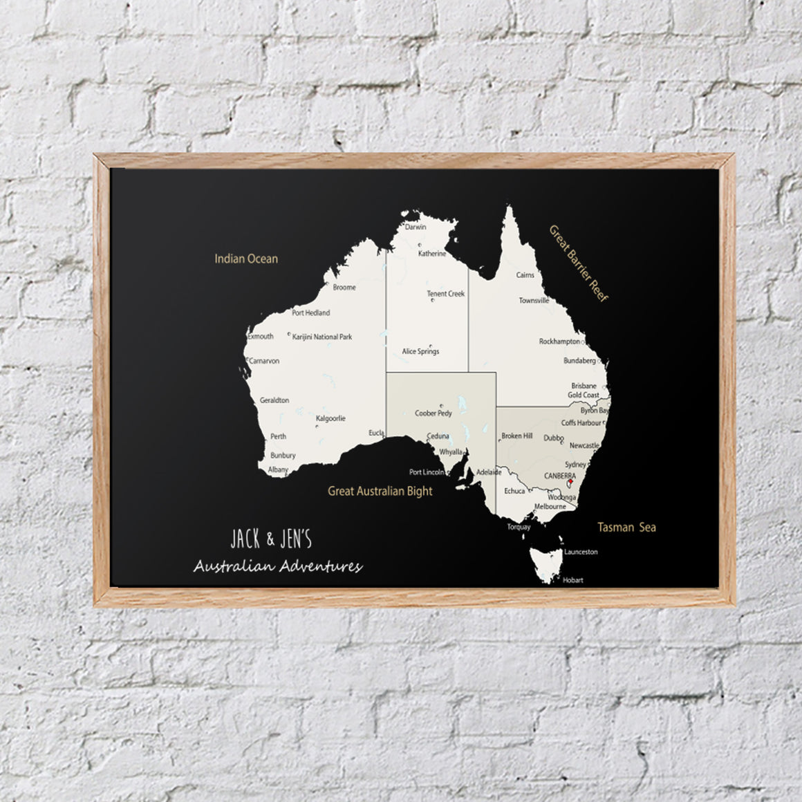 Personalised Large Framed AUSTRALIA Map Pinboard, Australian Map Wall Art, Travel Map Wall Art, Framed Pin Board