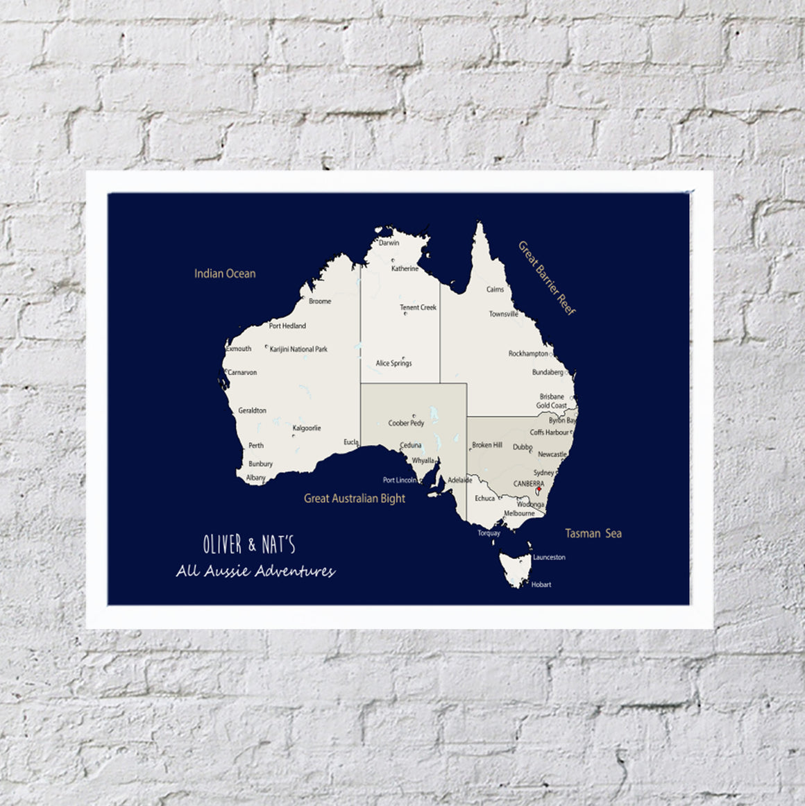 Personalised Framed AUSTRALIA Map Pinboard, Australian Map Wall Art, Travel Map Wall Art, Framed Pin Board