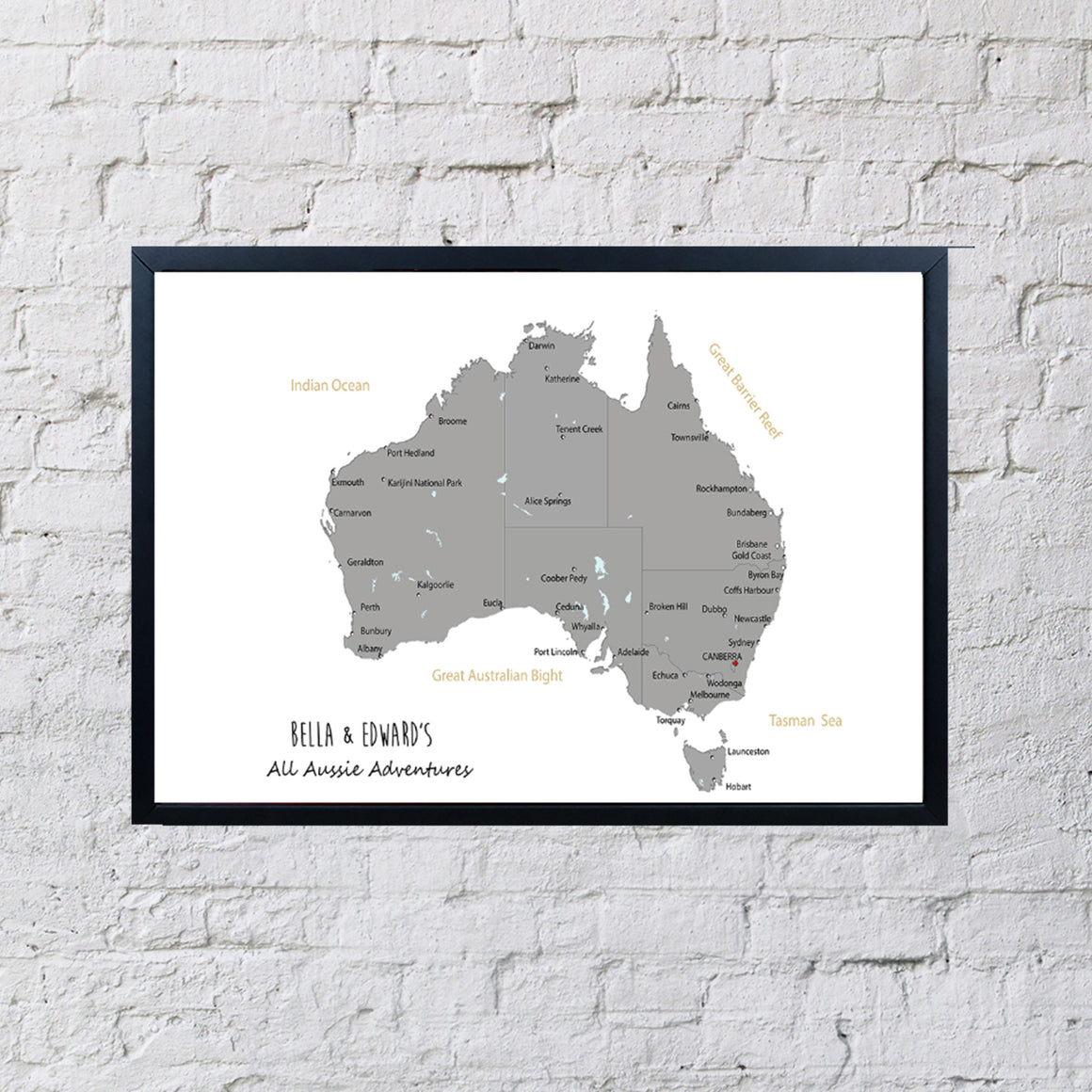 Personalised Large Framed AUSTRALIA Map Pinboard, Australian Map Wall Art, Travel Map Wall Art, Framed Pin Board