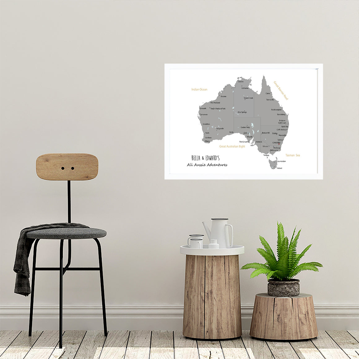 Personalised Framed AUSTRALIA Map Pinboard, Australian Map Wall Art, Travel Map Wall Art, Framed Pin Board